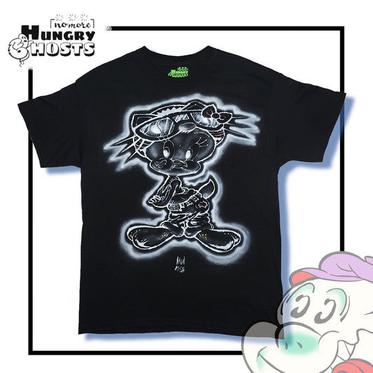 Ghost Tweety Bird Hello Kitty Airbrushed T-Shirt (BLING BLING)